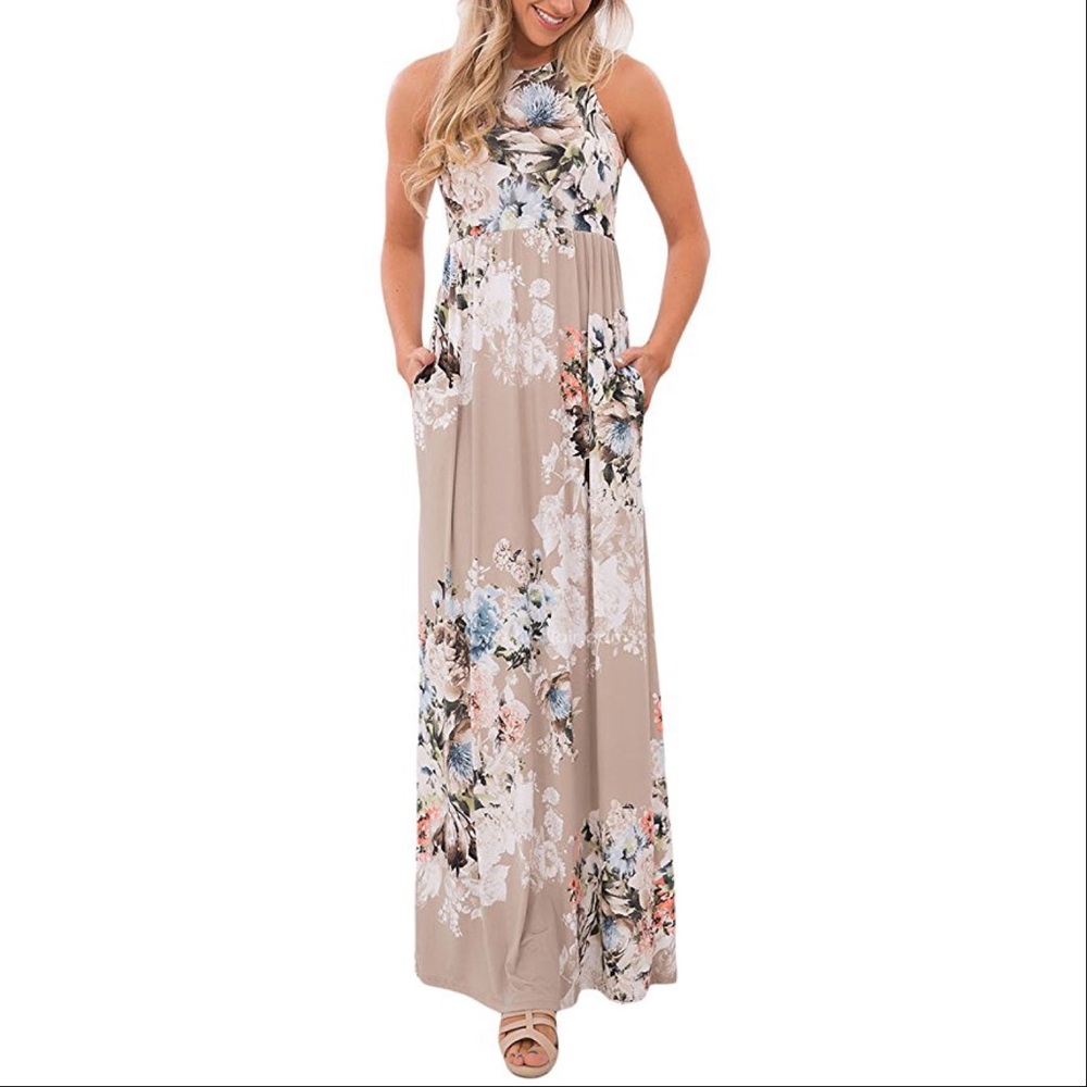 Sleeveless Floral Print Maxi Summer Dress - Picture 2 of 4